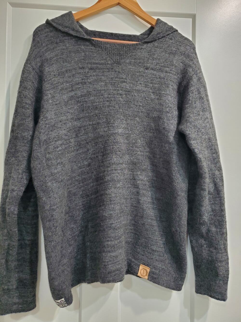 Women's Gray Hooded Knit Sweater